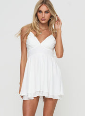 Sunray Pleated Romper White