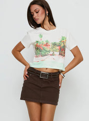 Nickei Denim Mini Skirt Chocolate