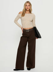 Naylor Mid Rise Wide Leg Jeans Brown