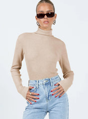 Nouri Long Sleeve Top Beige