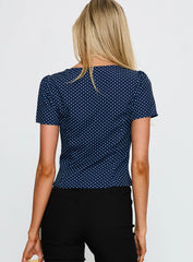 Isolda Top Navy Polka