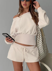 Cassey Off Shoulder Slouchy Jumper Cream