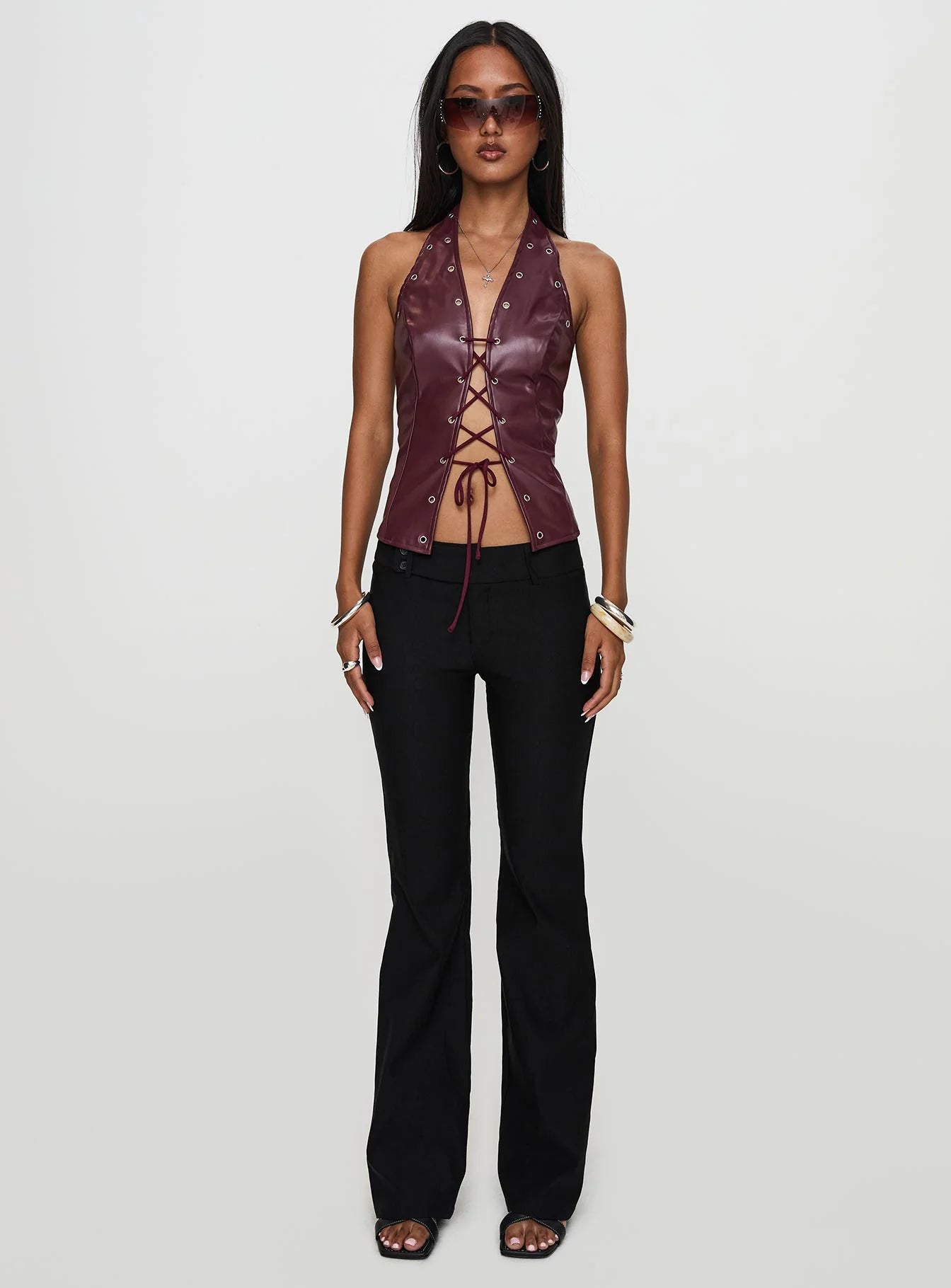 I've Been There Faux Leather Halter Top Red