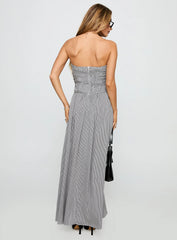Arkadia Strapless Maxi Dress Black / White Check
