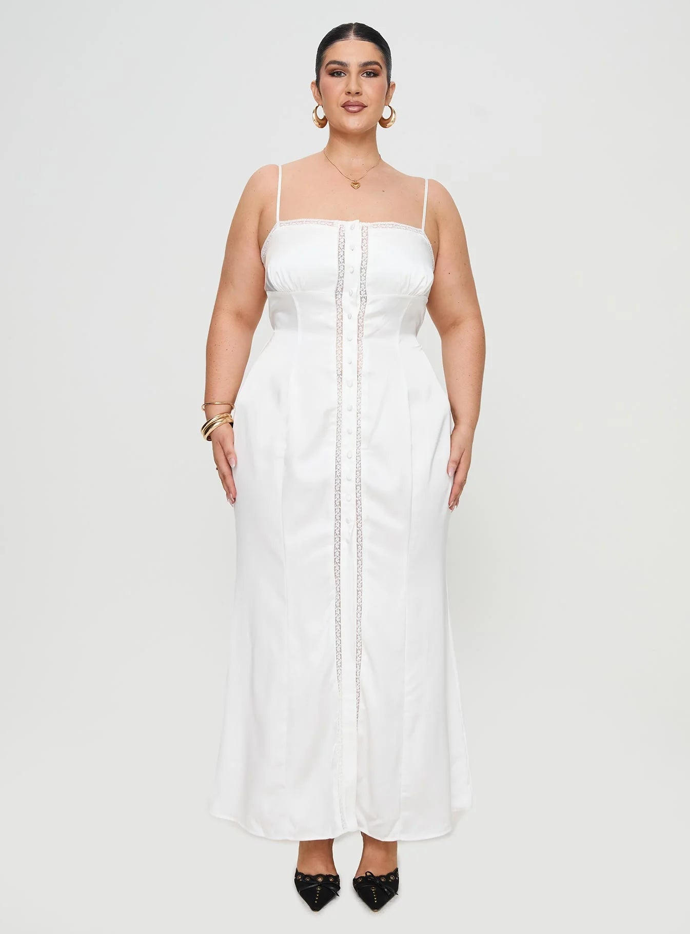 Ematie Maxi Dress White Curve