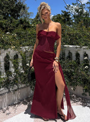Hollian Draped Maxi Skirt Wine
