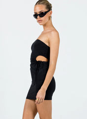 Ashten Eco Nylon Strapless Mini Dress Black