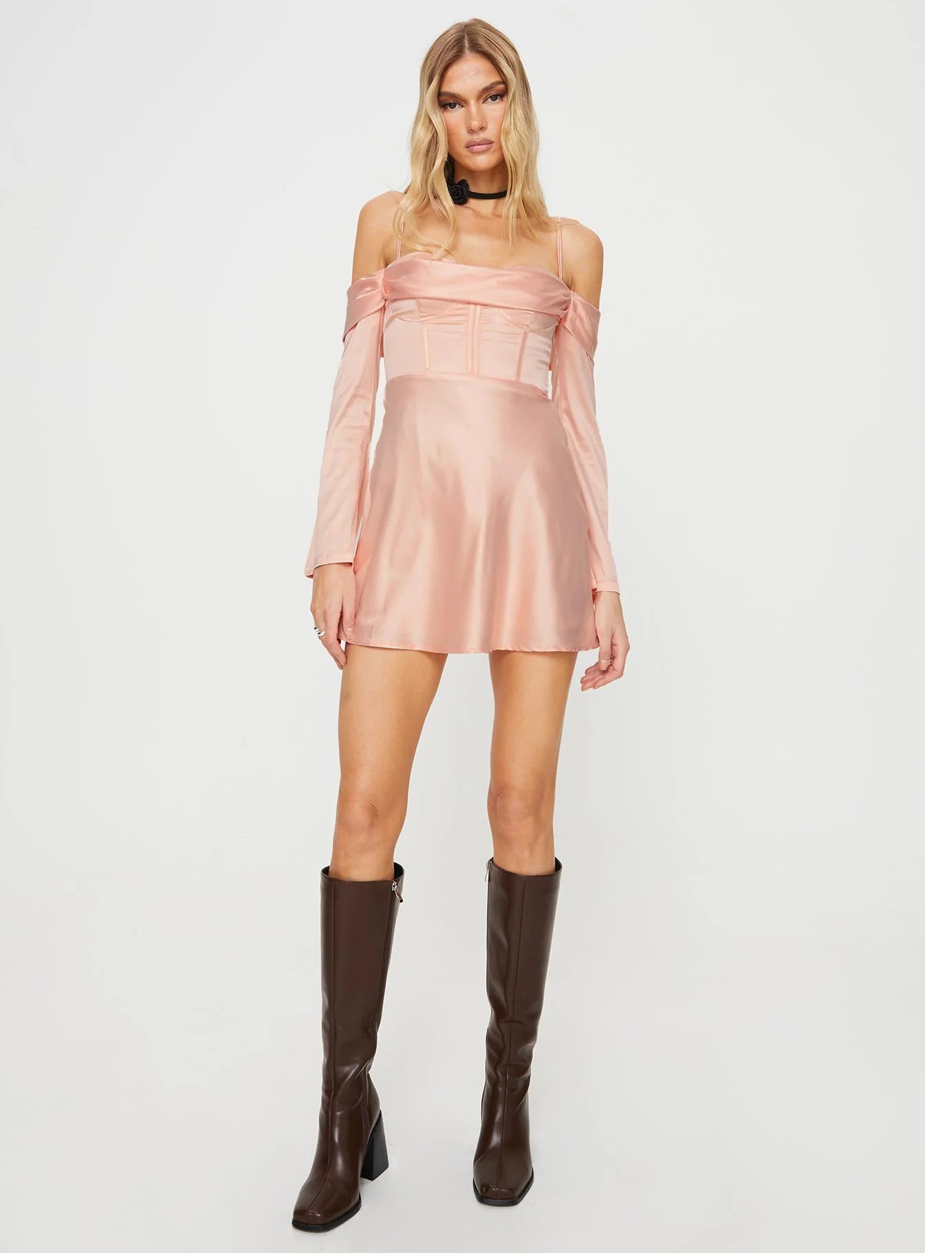 Spotlight Long Sleeve Mini Dress Pink