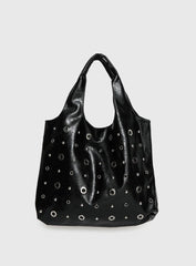 Find Your Love Eyelet Detail Shoulder Bag Black