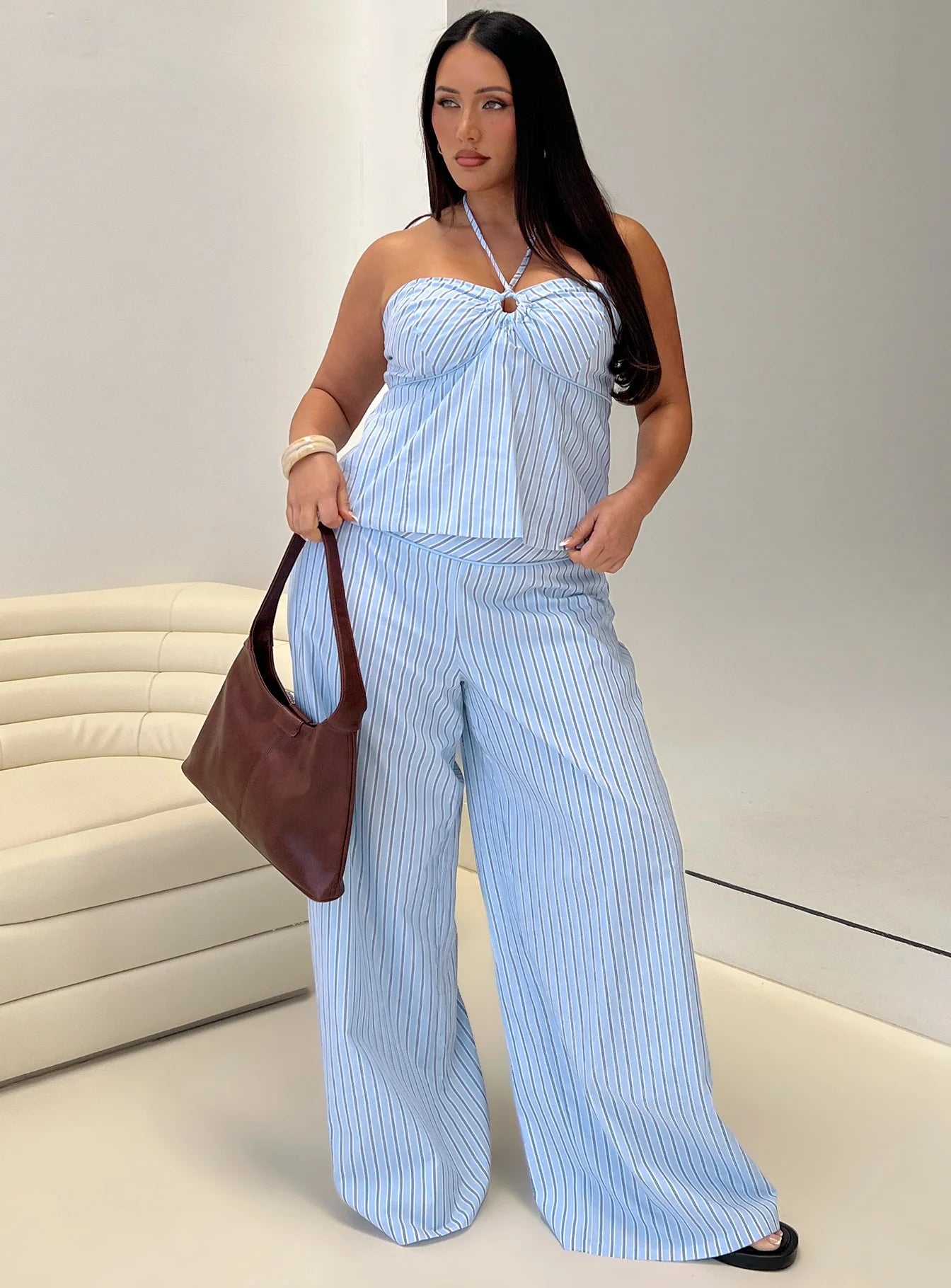 Sofea Mid Rise Pant Blue Stripe Curve