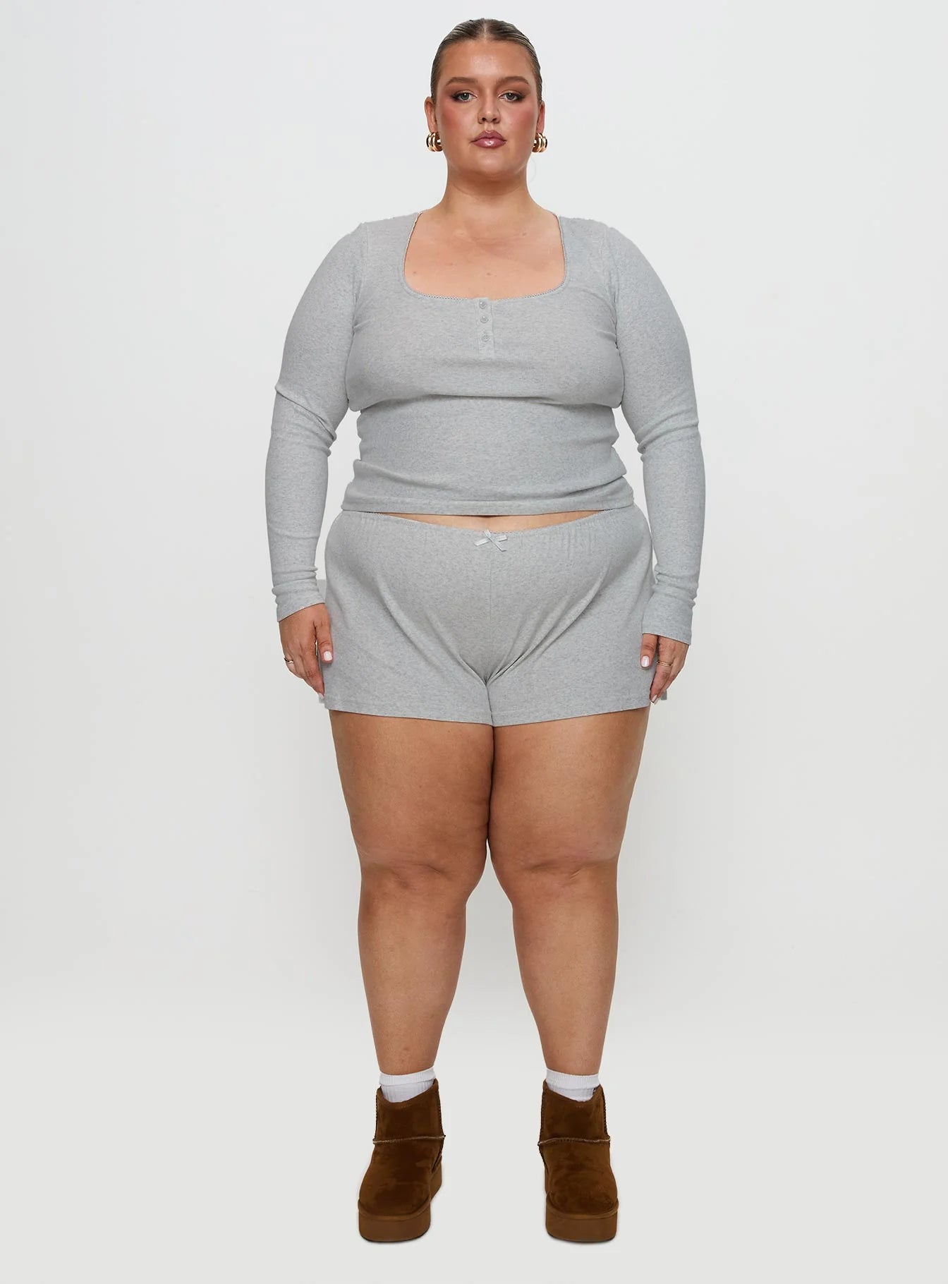 Sleepytea Rib Sleep Short Grey Curve