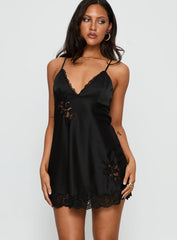 Aloura Spliced Lace Mini Dress Black