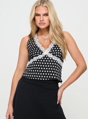 Wondering Top Black Polka Dot