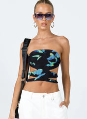 Motel Ersa Top Butterfly Watercolour Black