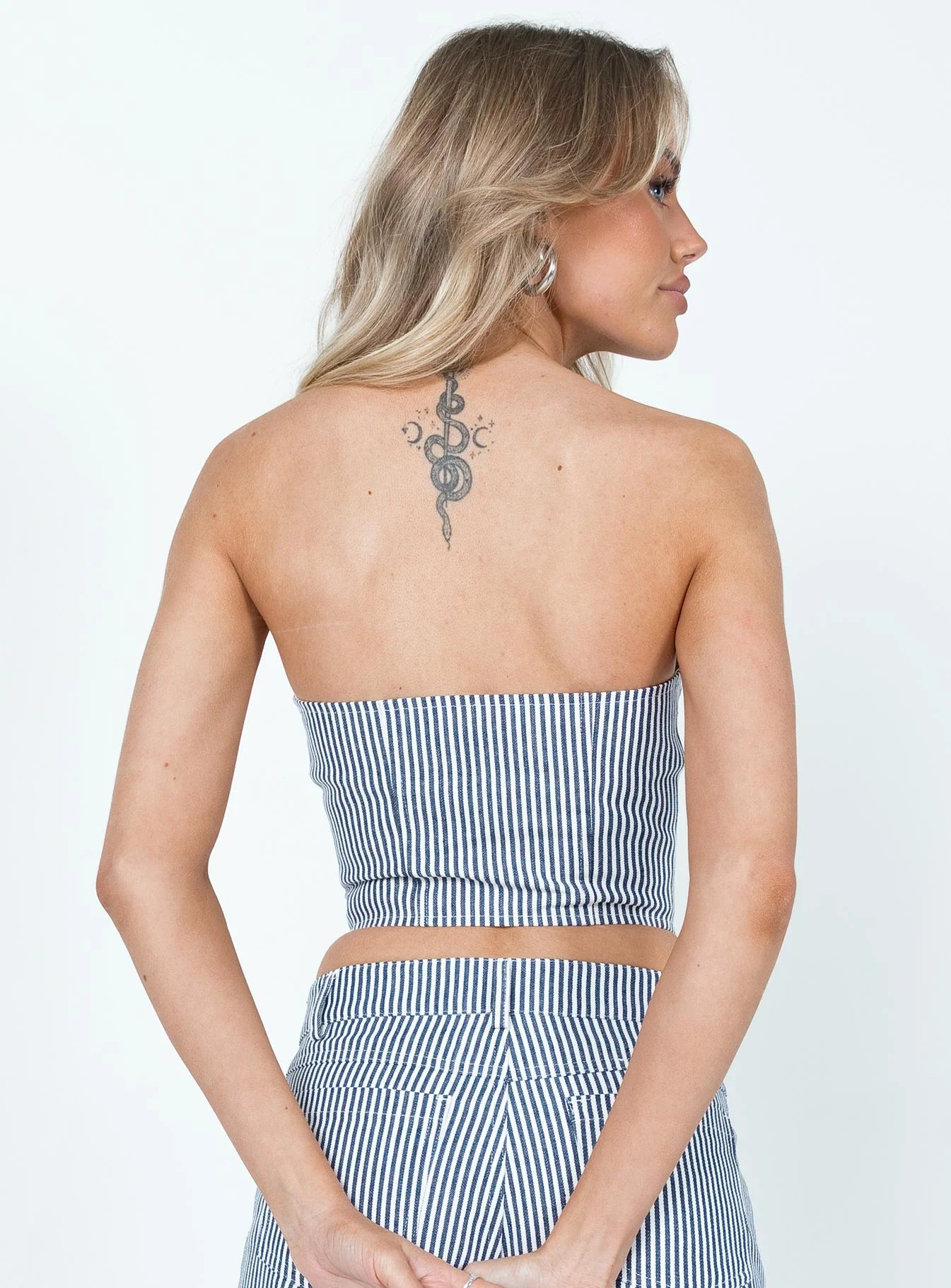East Gate Corset Navy Pinstripe