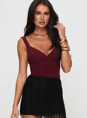 Morgane Mesh Bodysuit Burgundy