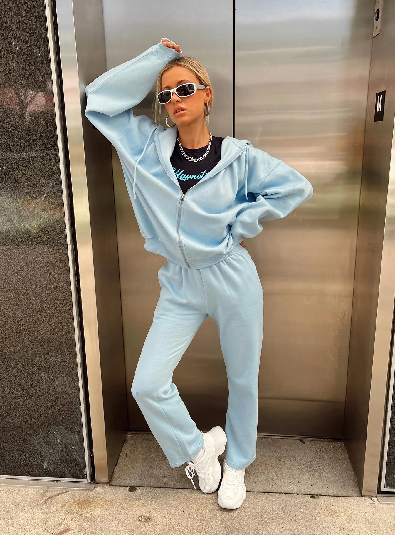 Arya Straight Leg Track Pants Baby Blue