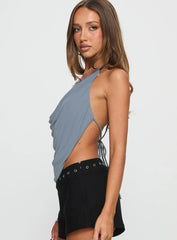 Anetta Cowl Halter Top Blue