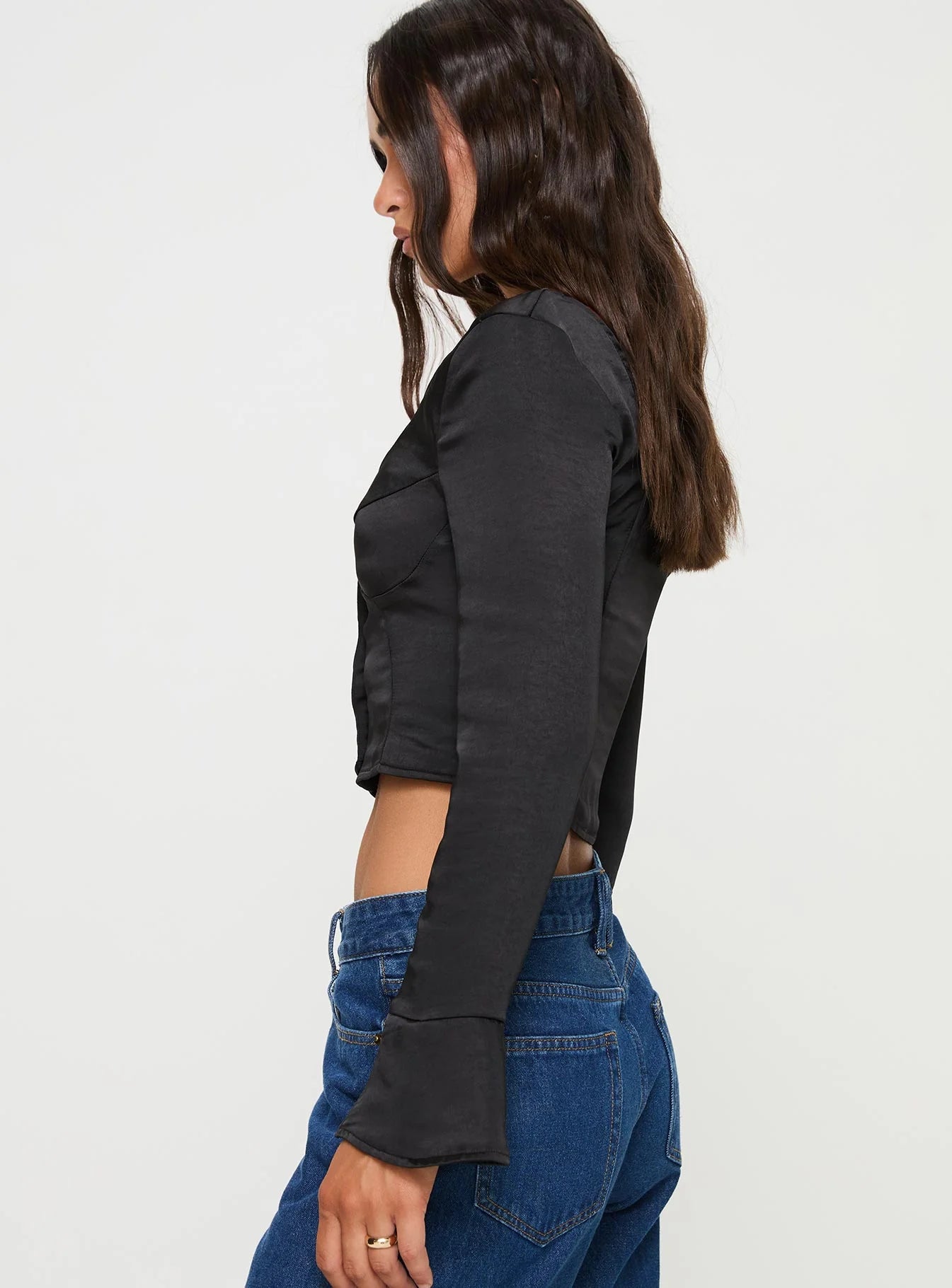Watch Me Long Sleeve Top Black