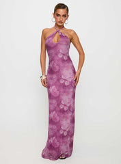 Nathaleia Halter Maxi Dress Purple