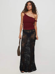 Messenger One Shoulder Top Burgundy