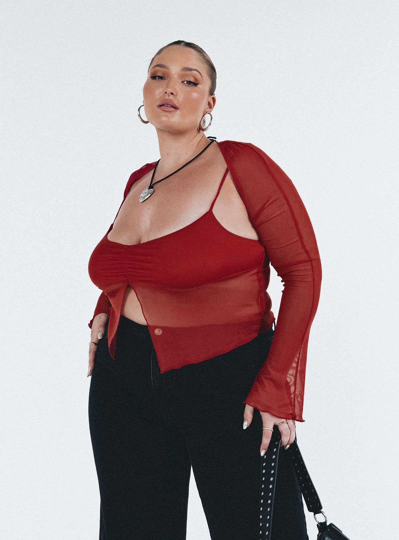 Tallah Two Piece Bolero Top Red Curve