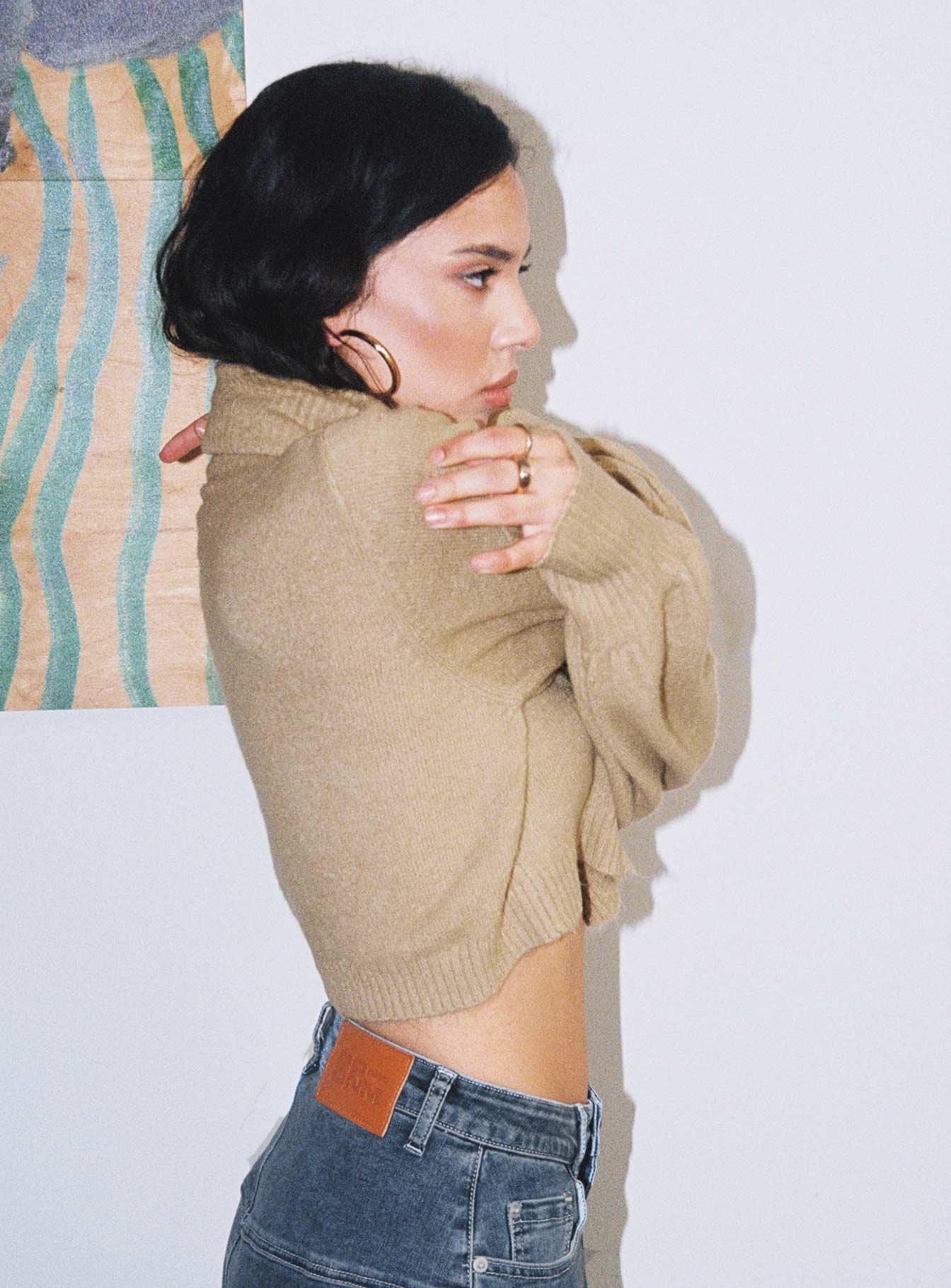 Zahara Cropped Turtleneck Sweater Beige Petite