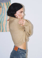 Zahara Cropped Turtleneck Sweater Beige Petite