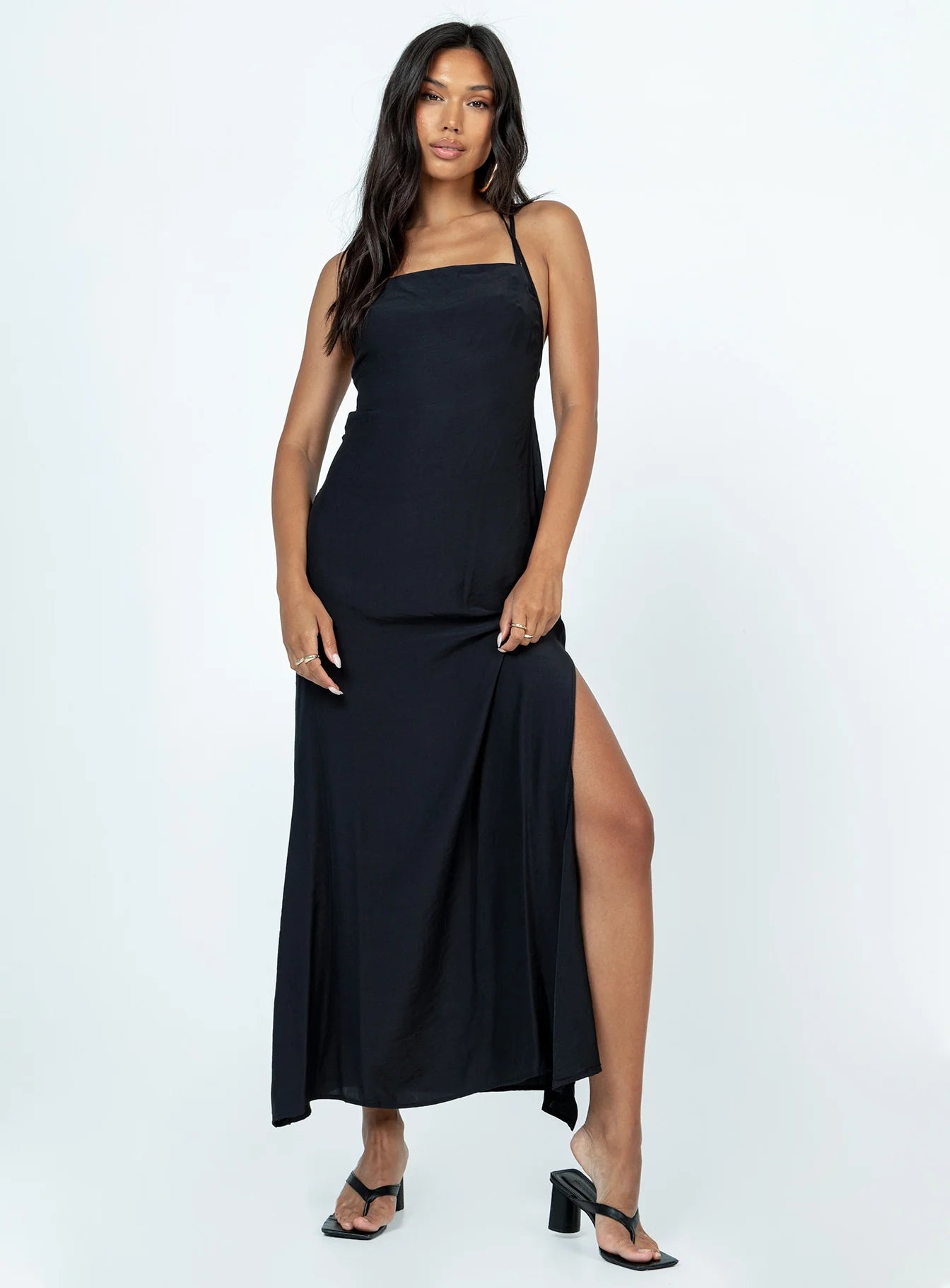 Angela Tie Maxi Dress Black