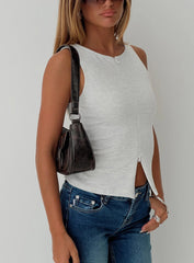 Kortez Zip Through Top Grey Marle