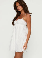 Marliene Broiderie Mini Dress White