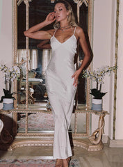 Isbell Satin Maxi Dress White