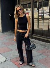Top Model Low Rise Straight Leg Jeans Charcoal