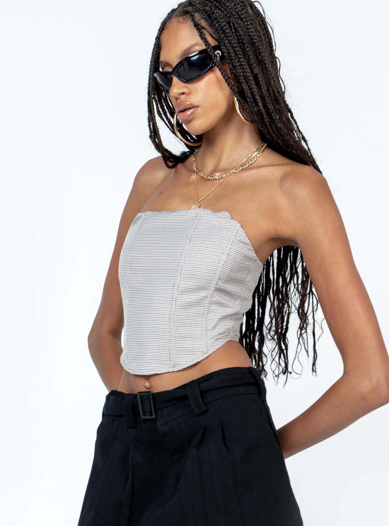 Halford Bustier Top Houndstooth