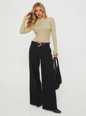 Lathan Long Sleeve Rib Top Beige