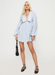 Ronelle Collared Long Sleeve Mini Dress Blue Stripe