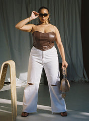 Jessica PU Bustier Brown Curve