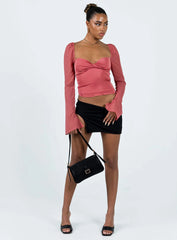 Pavel Long Sleeve Satin Top Red