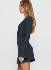 Best Interest Long Sleeve Mini Dress Navy
