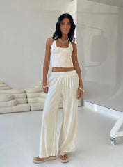 Louis Linen Blend Pants White Petite