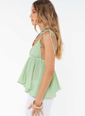 Hearts Flutter Top Green