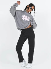 Arya Straight Leg Track Pants Black