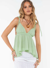 Hearts Flutter Top Green