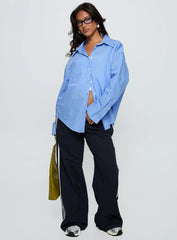 Kodhi Oversized Long Sleeve Top Blue Stripe