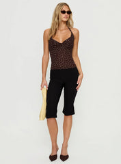 Geovana Plunge Neck Top Brown / Beige Bambi