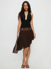 Benjy Chiffon Waterfall Midi Skirt Brown