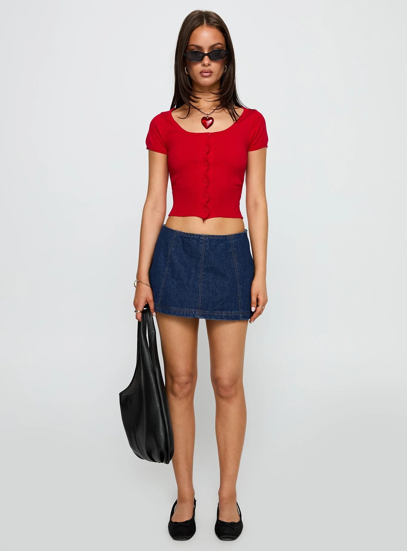 Pretty Sweet Button Up Top Red