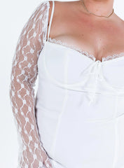 Ashwood Lace Sleeve Mini Dress White Curve