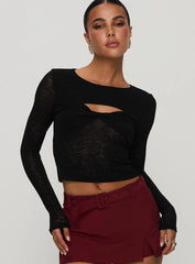 Sandrine Twist Long Sleeve Top Black
