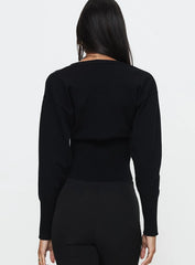 Wistfully Knit Cardigan Black